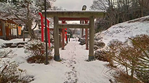 Japan - Walking and flying by snowy Tendo - the city of shogi 4K HDR