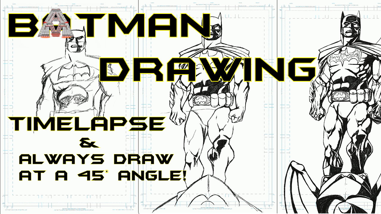 Batman Time-lapse Drawing. An example of why you should always draw at a 45° Angle.