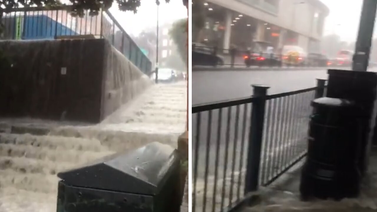 Heavy rain in London leads to intense flash floods