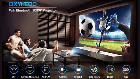 Native 1080P Projector with WiFi and Two-Way Bluetooth, Full HD Movie Projector