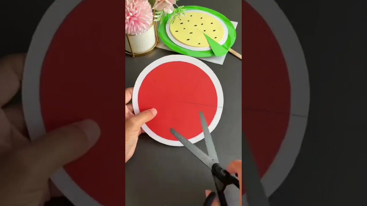 DIY simple fan; easy to make cute watermelon fan, DIY paper play paper fan，DIY做纸西瓜扇子