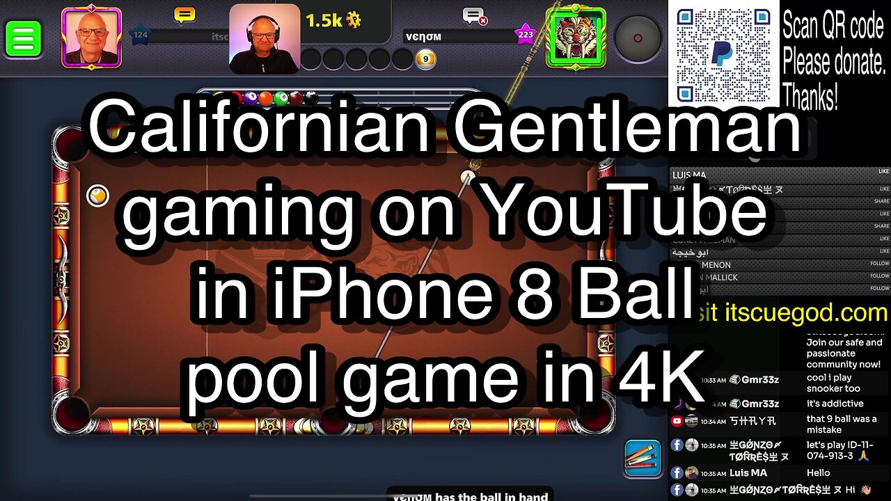 Californian Gentleman gaming on YouTube in iPhone 8 Ball pool game in 4K 🎱🎱🎱 8 Ball Pool 🎱🎱🎱