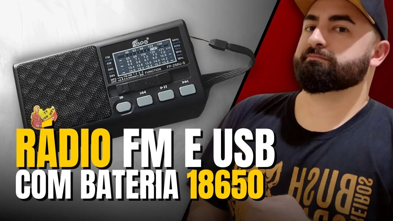 UNBOXING RÁDIO FM E USB COM BATERIA 18650 E PAINEL SOLAR