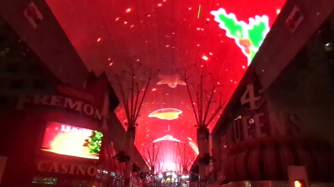 Fremont street in vegas around Christmas time 2016