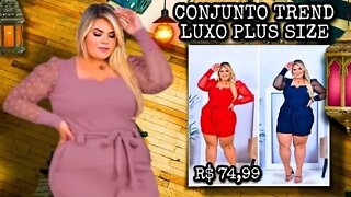 ✔️ CONJUNTO TREND LUXO PLUS SIZE SHORT E BLUSA TECIDO CREPE DE MALHA