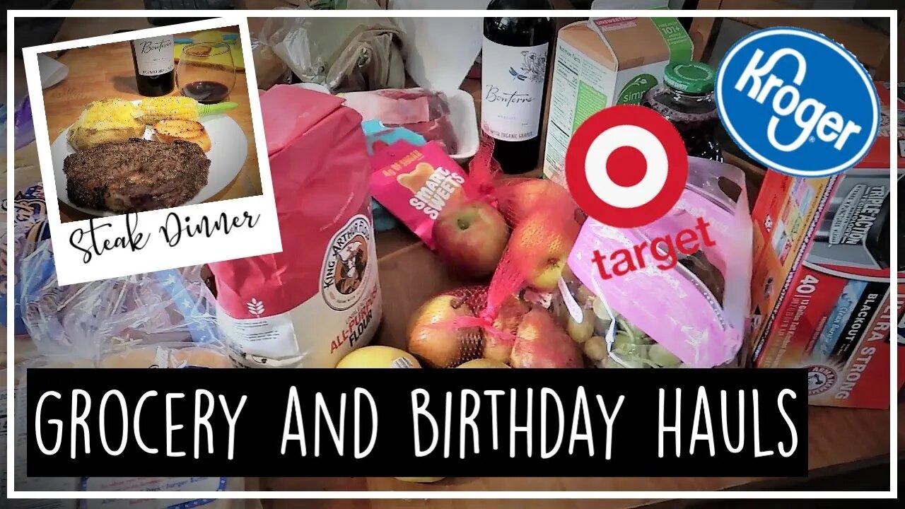 At Home Steak Dinner//Target and Kroger Hauls//Grocery Haul//Family of 4