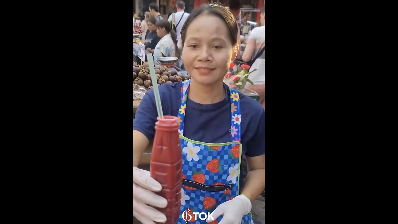 THAI-STREET-VENDOR💁‍♀️🍎🥤🚶🏻SELLS FRESH POMEGRANATE TASTY FRUIT JUICE🧃🍎💫