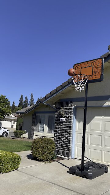 Shooting some hoops out in the driveway