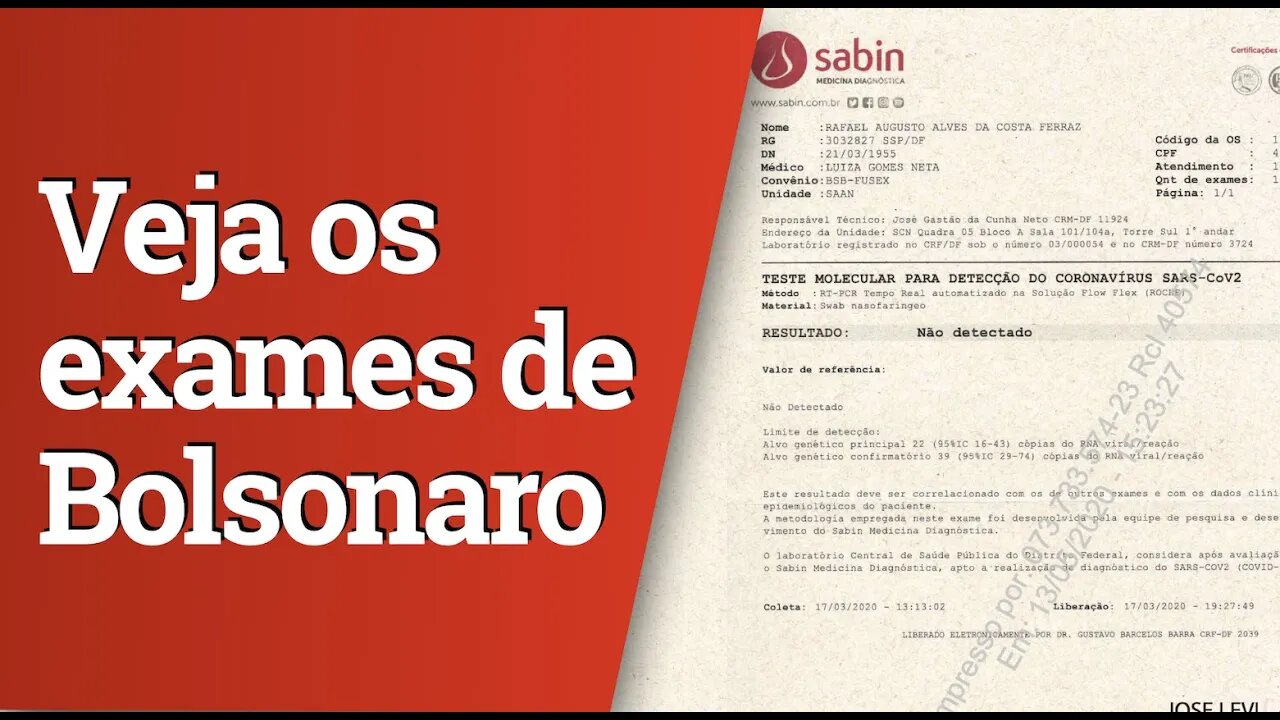 Veja as fotos dos exames de Bolsonaro para coronavírus divulgados hoje