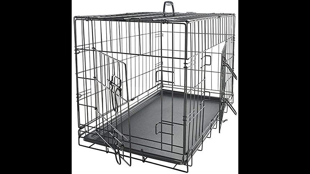 Review Dog Kennel Dog Cage Crate Metal Wire Folding Animal Crate Double-Door Large Pet Cage wit...