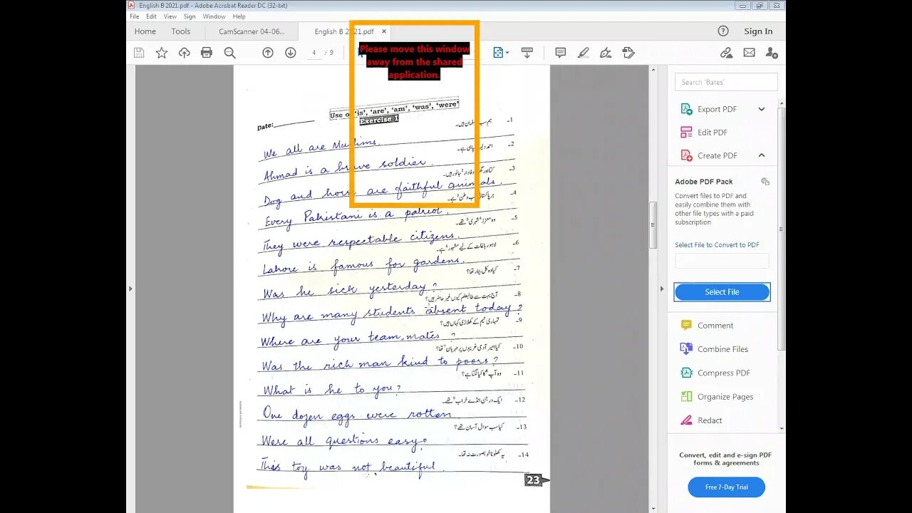 ENGLISH B CLASS 7 8 4 2021