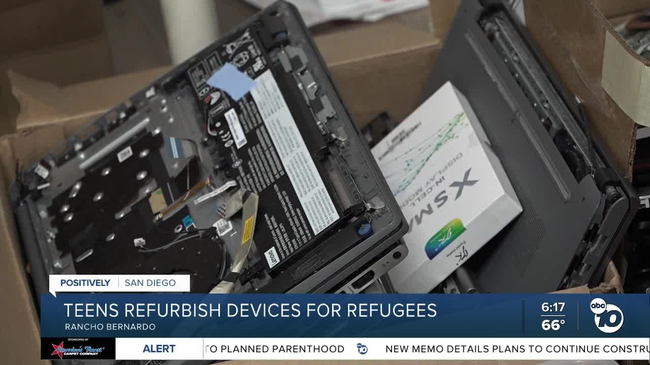 Teens refurbish devices for refugees