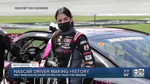 Arab American female driver breaking barriers, set to race at PIR Saturday