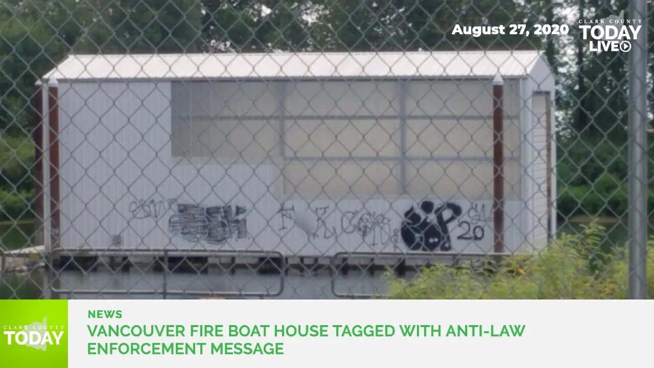 Vancouver Fire boat house tagged with anti-law enforcement message