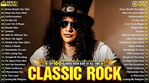 Guns N' Roses, Bon Jovi, Metallica, ACDC, U2, Queen, Aerosmith - Classic Rock 70s 80s 90s Full Album