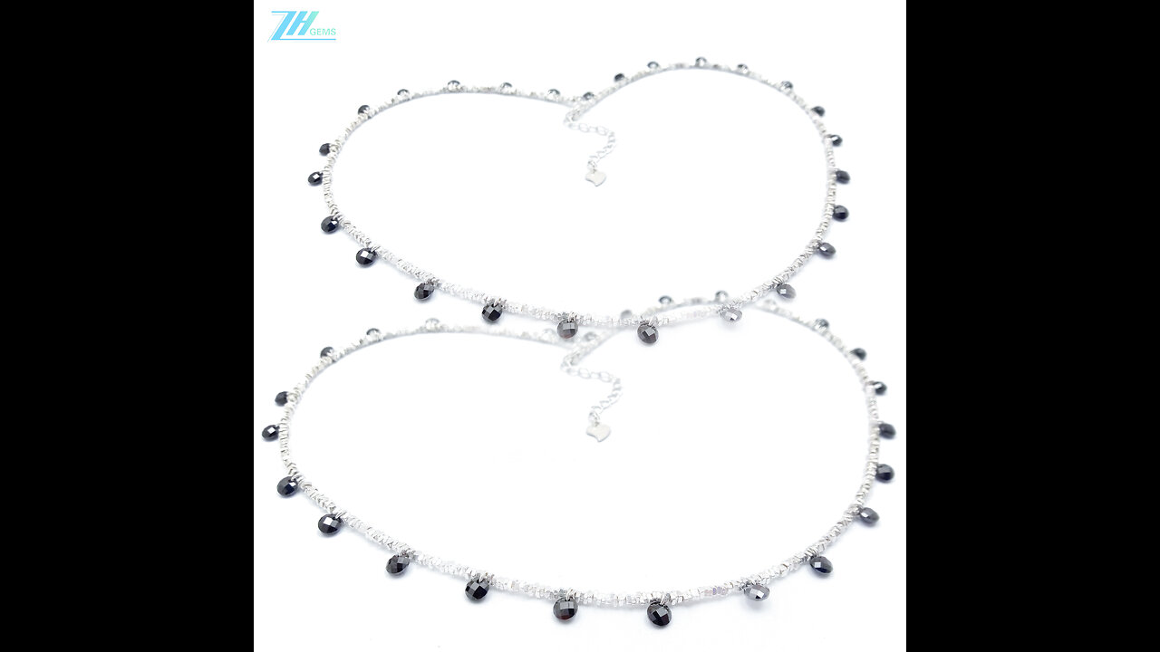 925 Silver with garnet pendant choker Women Statement Necklace January Birthstone Gift 07