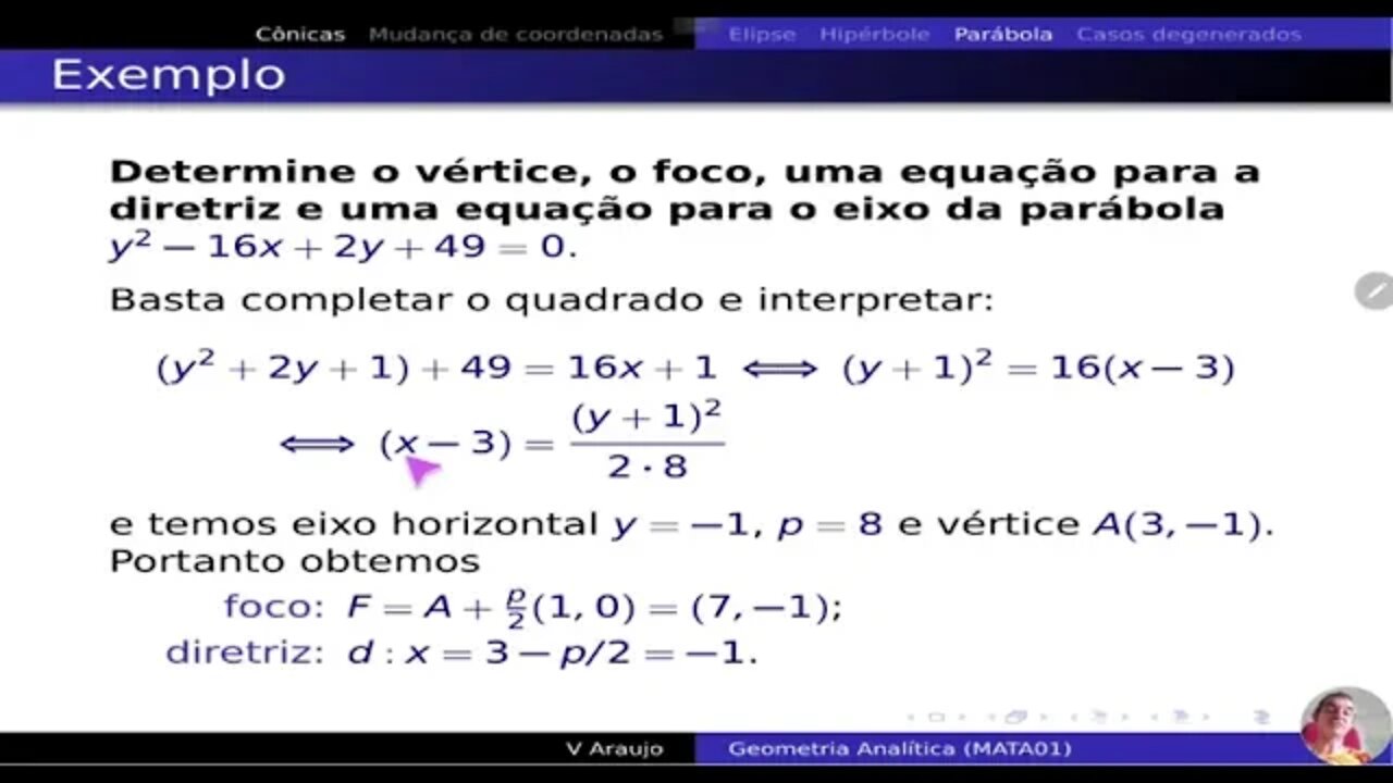 Geometria Analítica: Alguns exercícios sobre parábolas