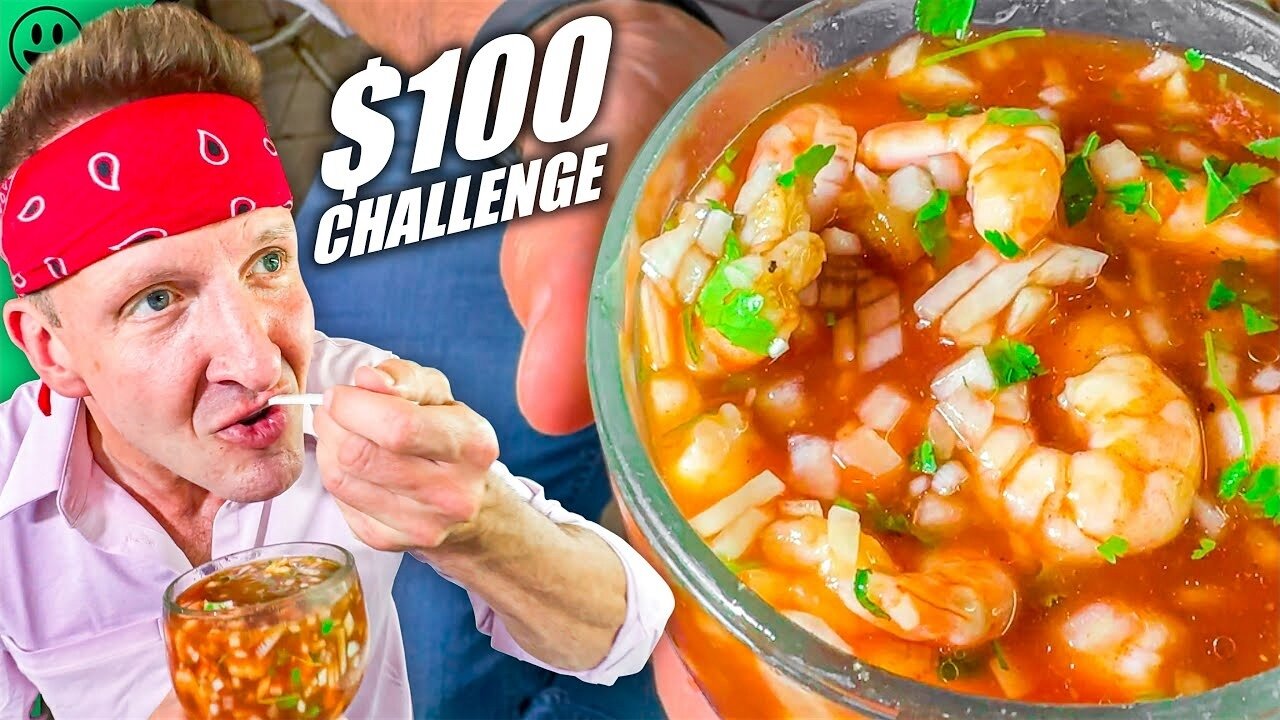 CHEAP Mexican Shrimp Cocktail!! Street Food in Yucatan!!