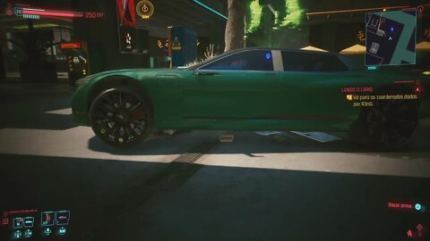 Cyberpunk 2077 esmagando um NPC até a morte com um carro