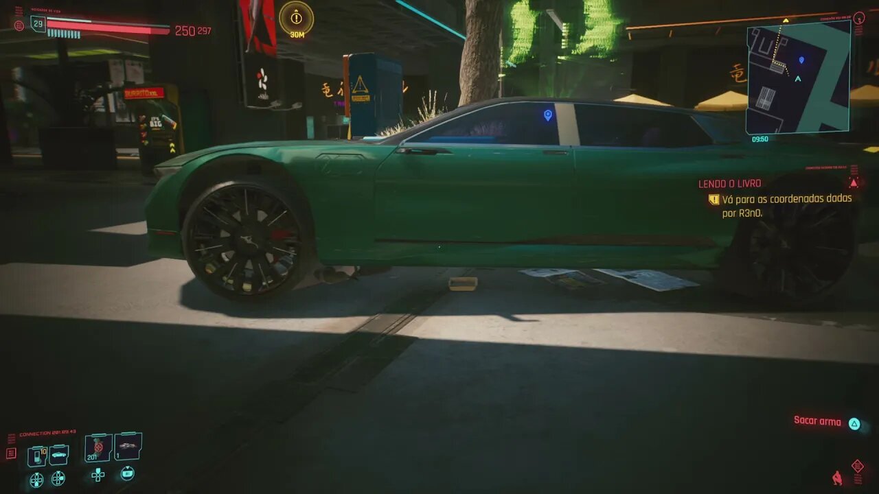 Cyberpunk 2077 esmagando um NPC até a morte com um carro