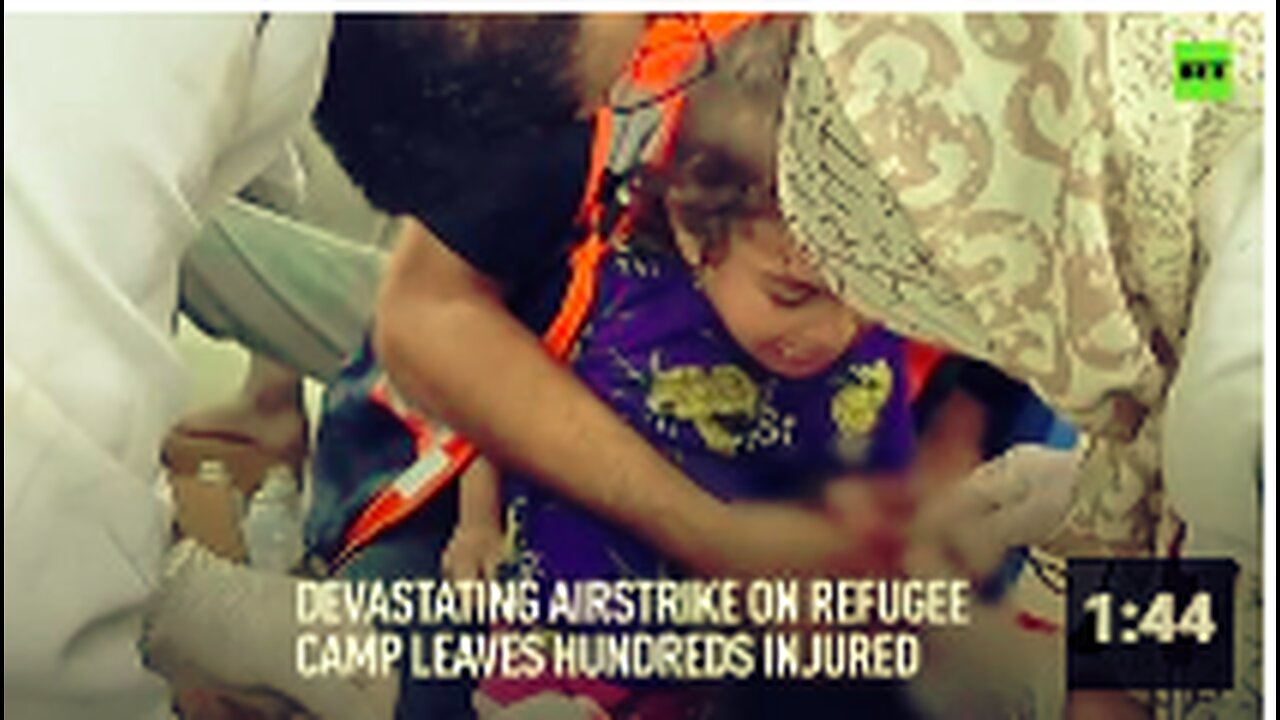 Devastating airstrike on refugee camp leaves hundreds injured