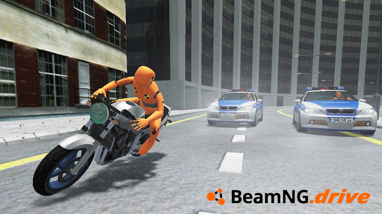 BeamNG Drive Gameplay: Epic motorcycle Stig accidents #11 - Police chases gone bad!