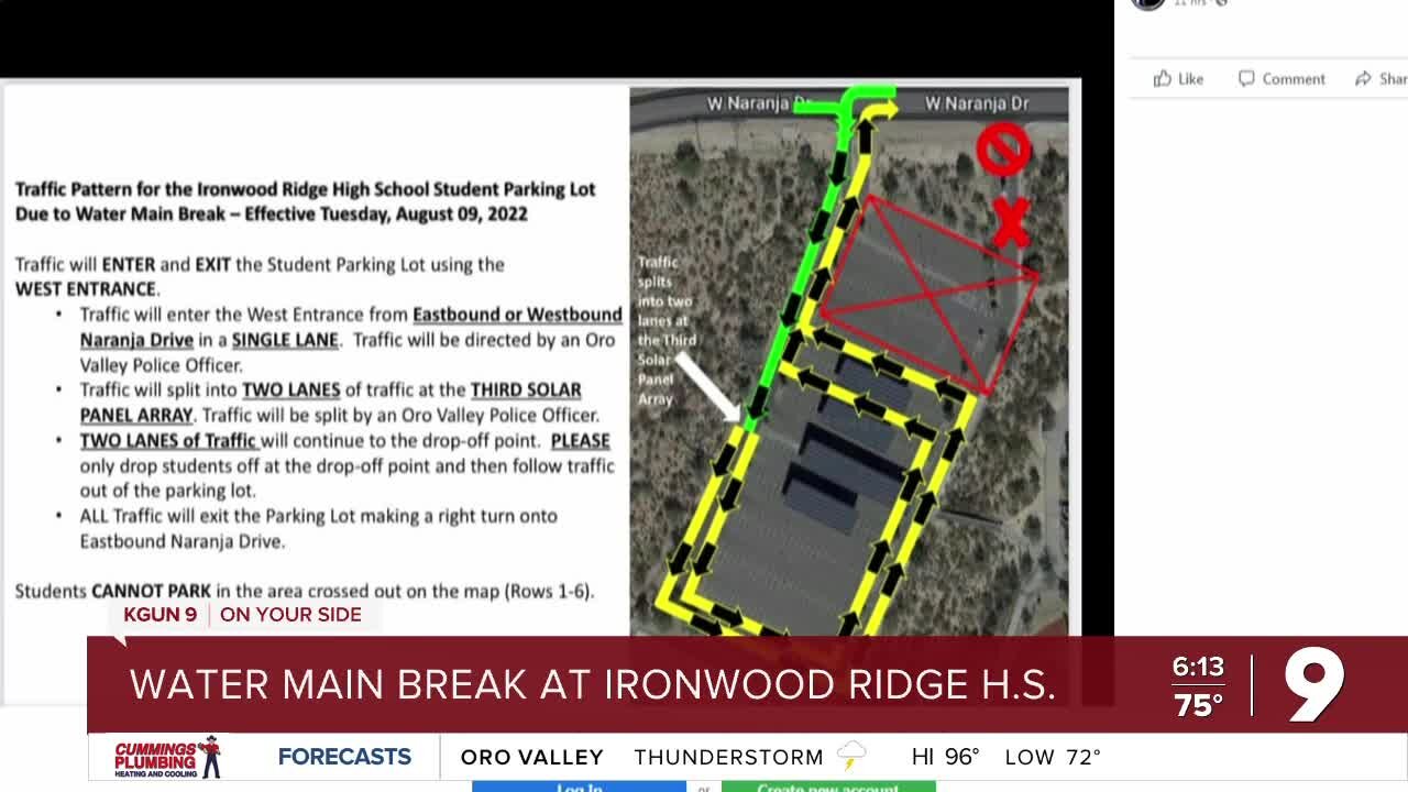 Ironwood Ridge High School reports water main break