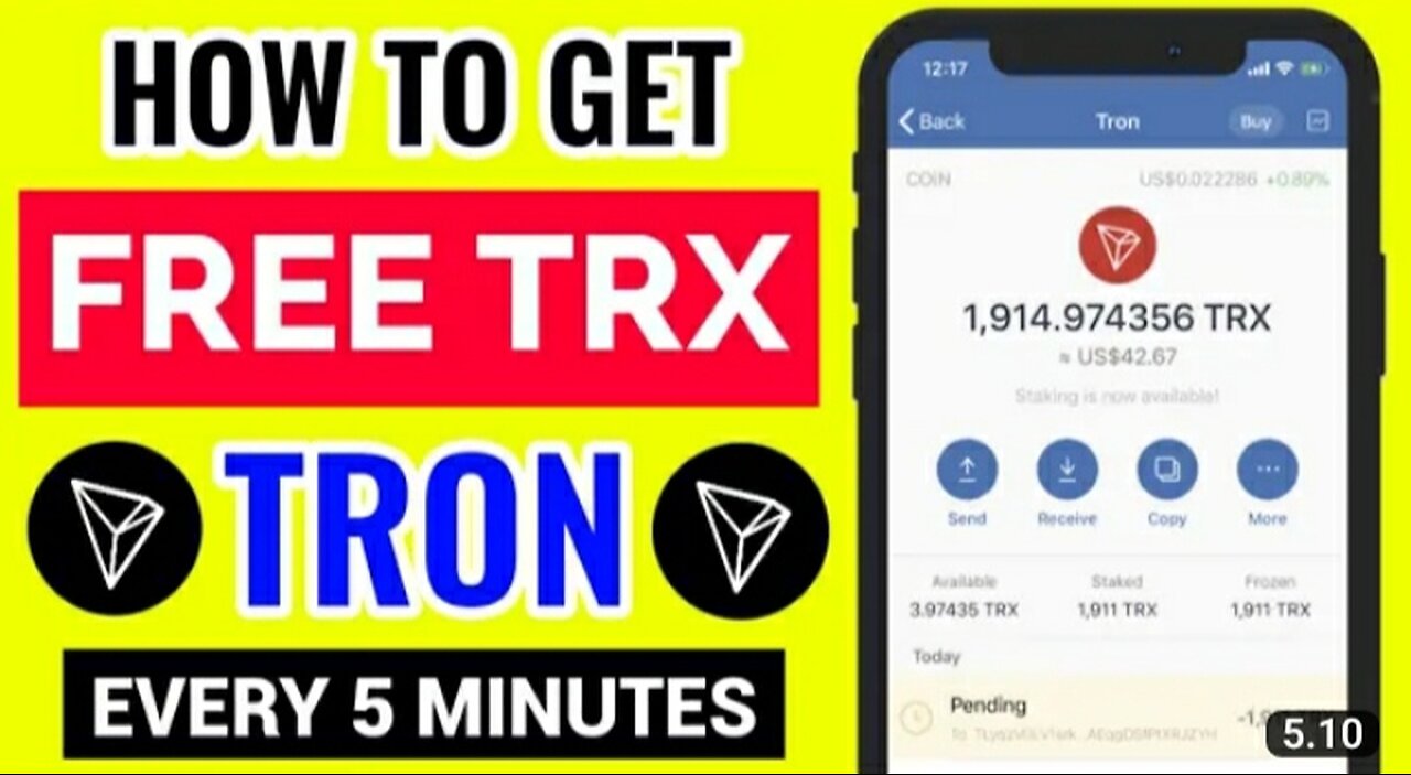 FREE TRON TRX! Earn Free Trx Every 5 Minutes (how to earn free trx every 5 minutes)