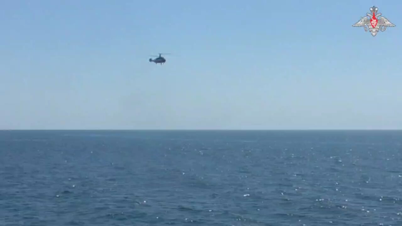 Russian navy destroys a drifting Ukrainian mine in the black sea today