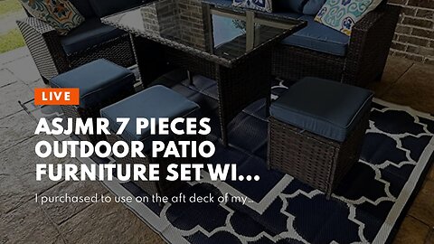 ASJMR 7 Pieces Outdoor Patio Furniture Set with Dining Table Outdoor Dining Set Sectional Sofa...