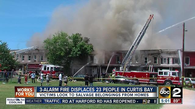 3-alarm fire displaces 23 people in Curtis Bay
