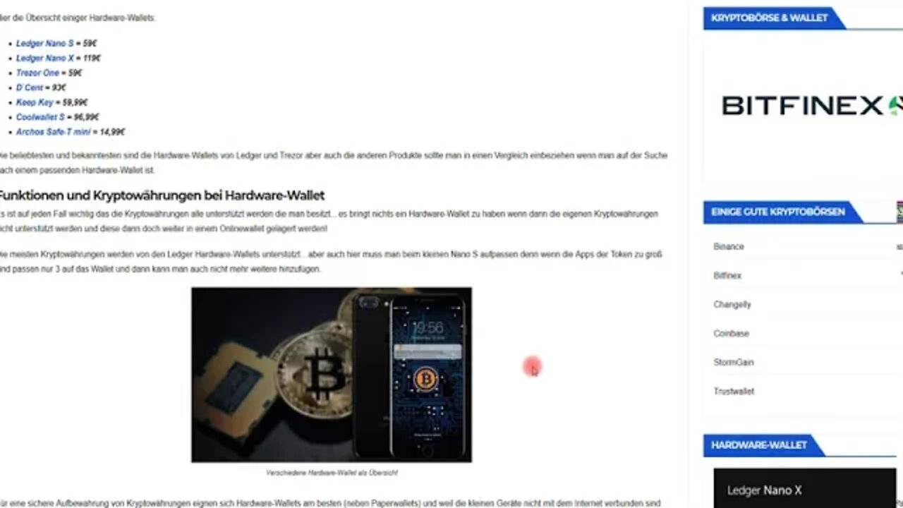 Informationen über Hardware-Wallet für Kryptowährungen