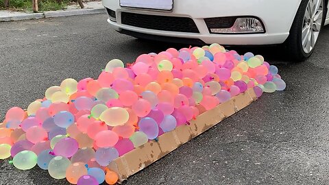 Experiment Car vs 1000 Water Balloons | Crushing crunchy & soft things by car