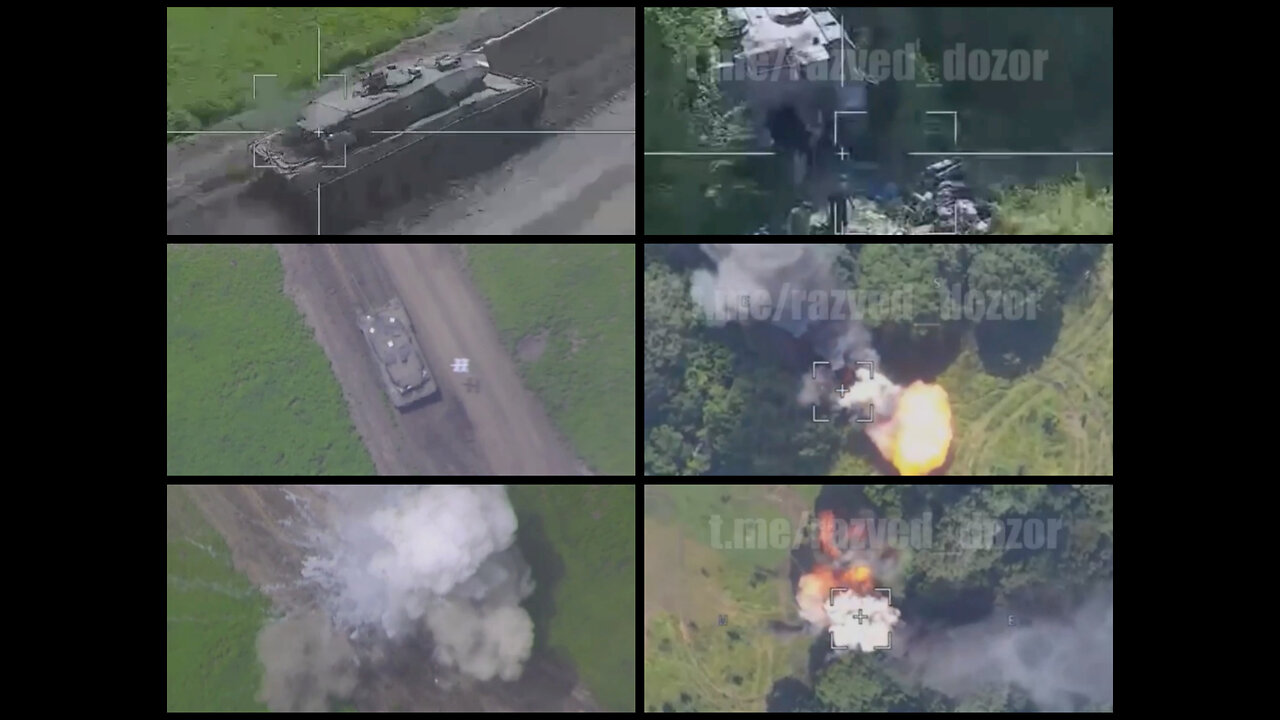 Rusian Lancet UAV hits Leopard 2A6 tank and AHS Krab self-propelled gun