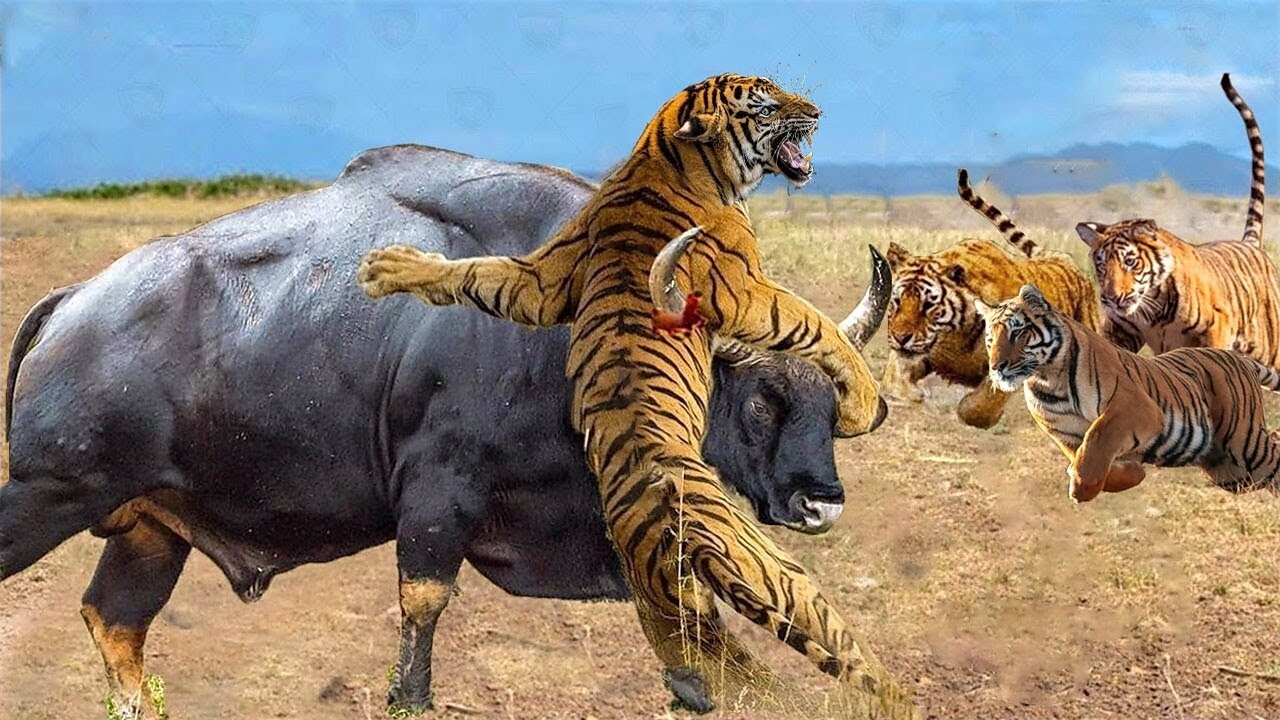 Incredible! Courageous Gaur Fights To Survive Tiger's Scary Hunt Battle for Survival - Animals World