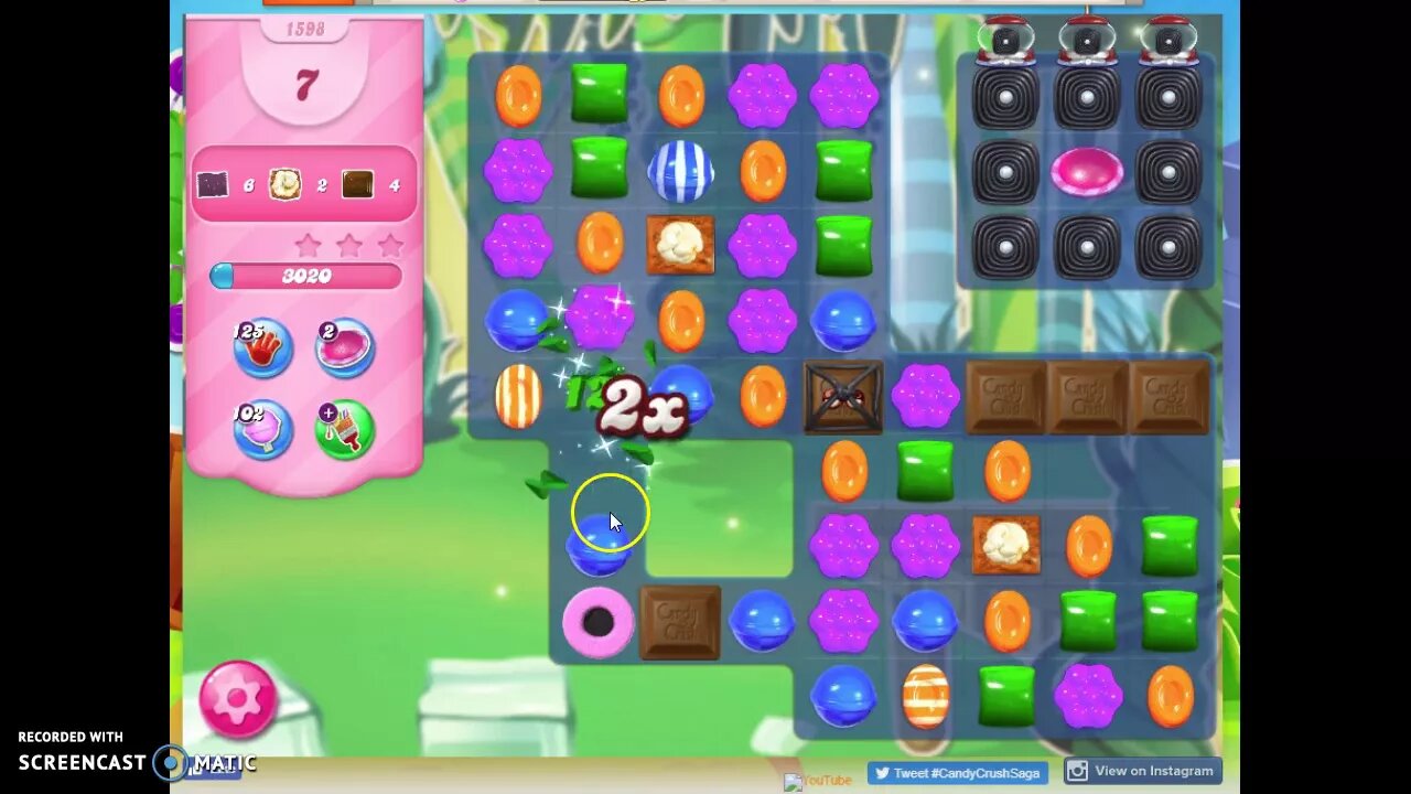 Candy Crush Level 1598 Audio Talkthrough, 3 Stars 0 Boosters