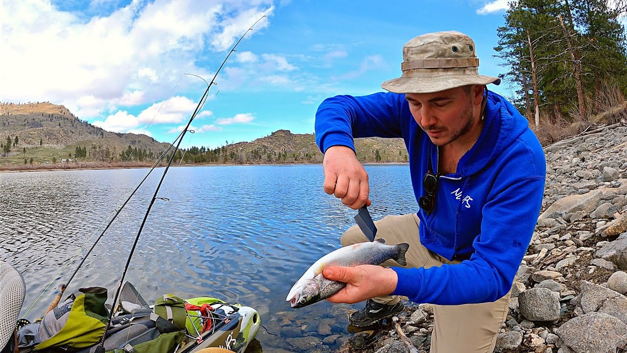 SOLO Mountain Trout Fishing WITH MY KAYAK!!! (Catch & Cook)