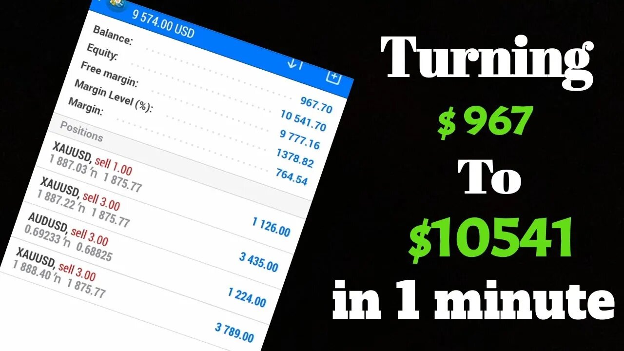 HOW TO GROW $ 967 To $ 10541 in 1 minute 💸💰💸 Forex Trading For Biginners ( MUST WATCH THIS VIDEO )