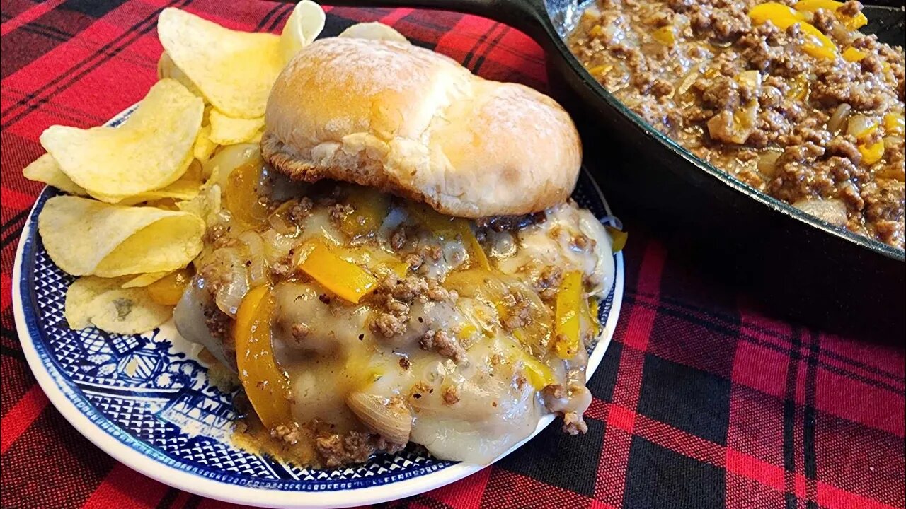 Philly Cheese Sloppy Joes - Brown Gravy and Ground Beef - 1 Pot Meal - The Hillbilly Kitchen