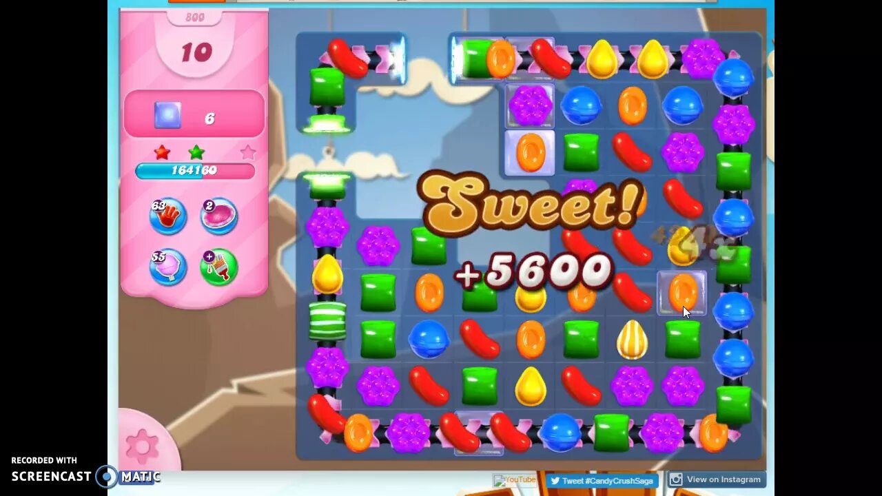Candy Crush Level 800 Audio Talkthrough, 2 Stars 0 Boosters