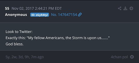 ⚡️🇺🇸 🦅 Nov 19 2022 - 45 Reinstated On Twitter > "My Fellow Americans, The Storm Is Upon Us......."