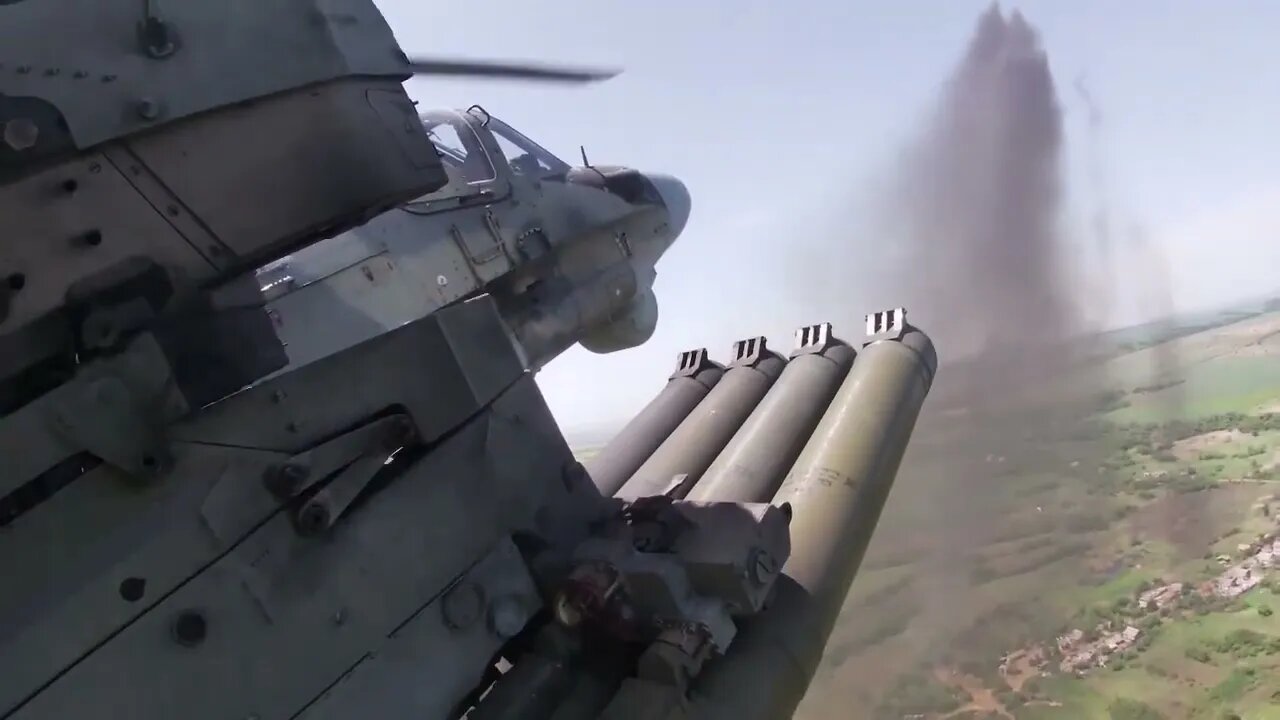 Russian Ka-52 "Alligator" Attack Helicopter Destroy Ukrainian Stronghold & Armored Vehicles