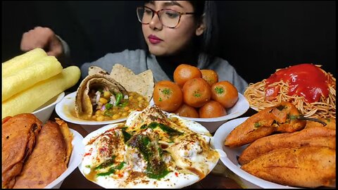 Eating Dahi Vada, Mirch ke Pakode, Chowmin, Gulab Jamun | Big Bites| Asmr Eating | Mukbang