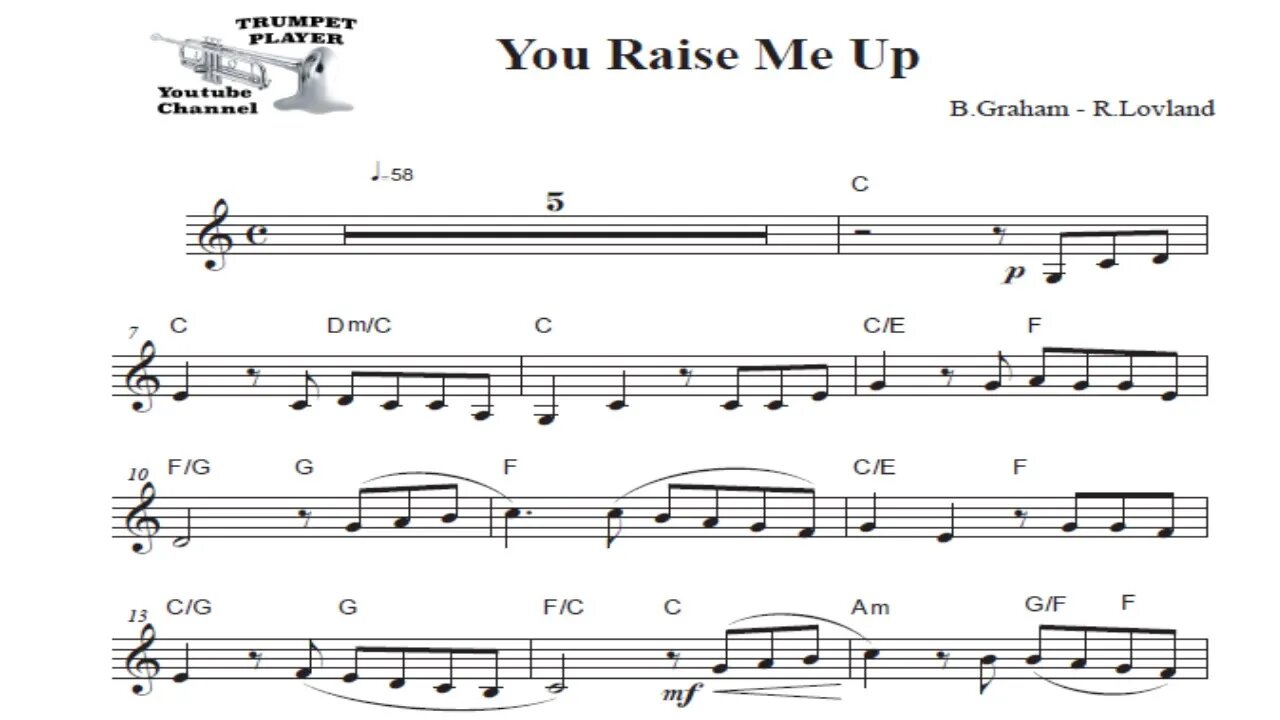 🎺🎺 You raise me up, B.Graham R.Lovland [TRUMPET COVER] [ Bb Instr. PLAY ALONG]