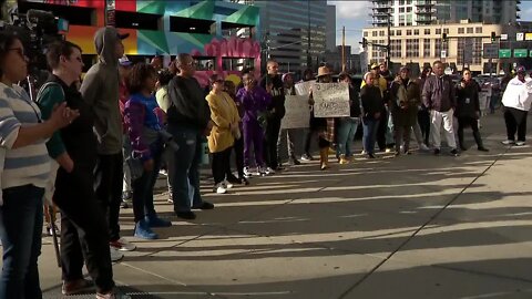 Parents, students protest Robert F. Smith STEAM Academy co-founder's ban in front of DPS headquarters