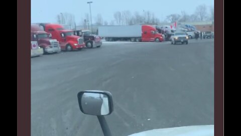 Comber, Ontario service centre Truckers getting ready to join the convoy to Ottawa