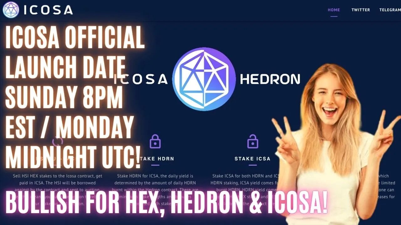 ICOSA Official Launch Date Sunday 8PM EST / Monday Midnight UTC! Bullish for Hex, Hedron & Icosa!