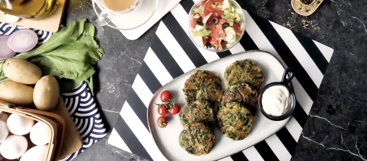 Potato Spinach Patties|Potato Cutlets with Apur Cream Dip Recipe