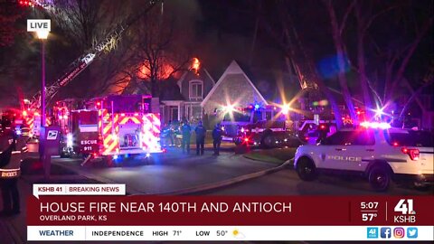 Crews battle overnight house fire in Overland Park