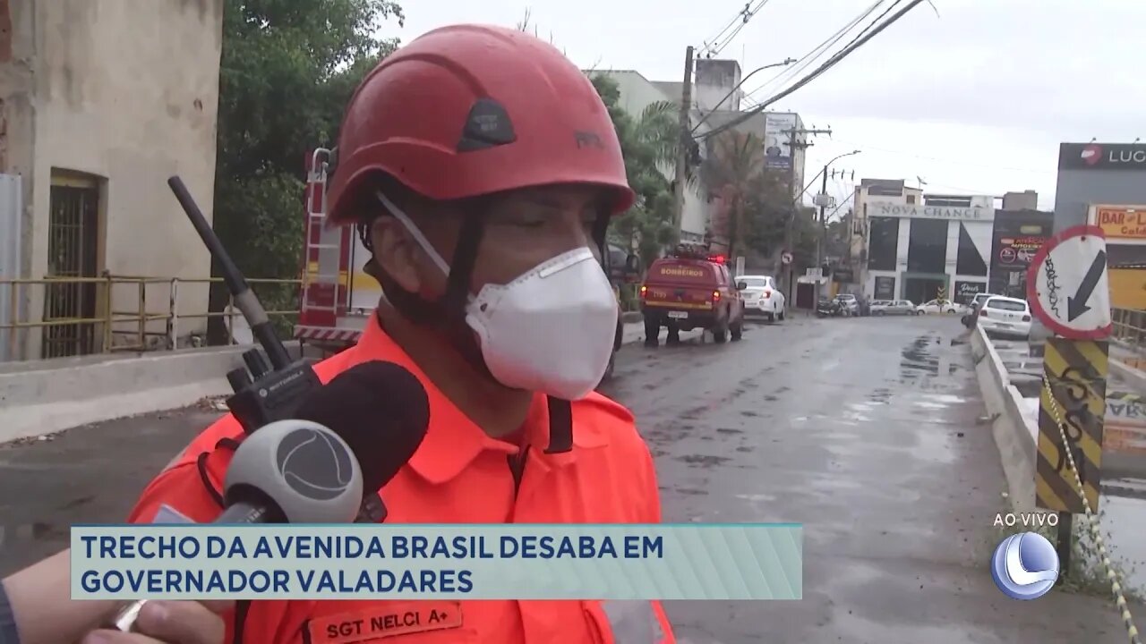 Trecho da Avenida Brasil desaba em Governador Valadares